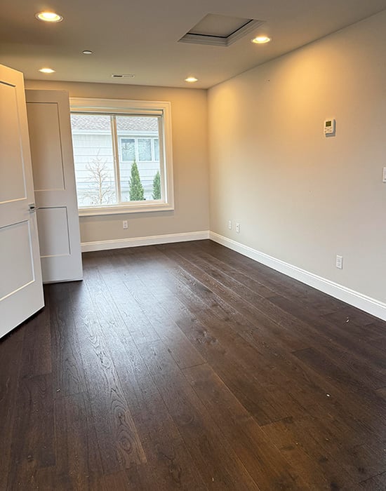 an empty studio apartment