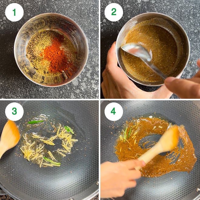 step by step picture collage of making chana kathi rolls