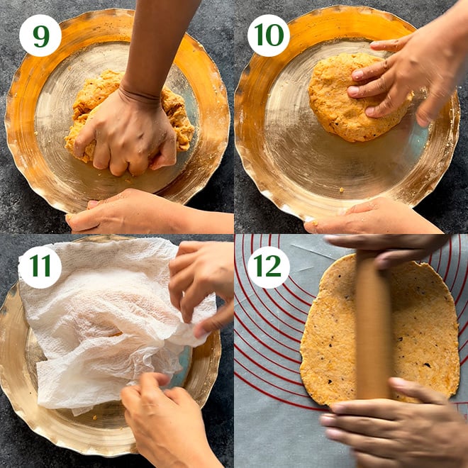 picture collage of making cheese namak para