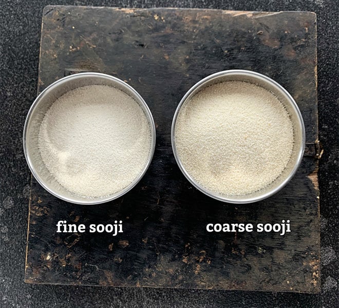 two bowls with fine and coarse semolina
