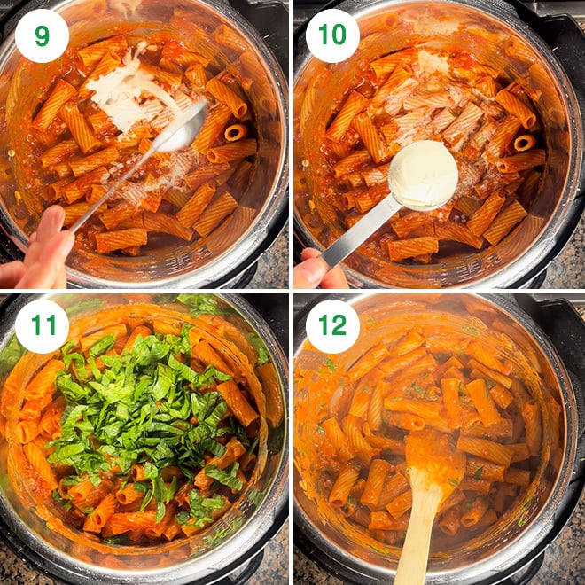 step by step picture collage of making rigatoni pasta in Instant Pot
