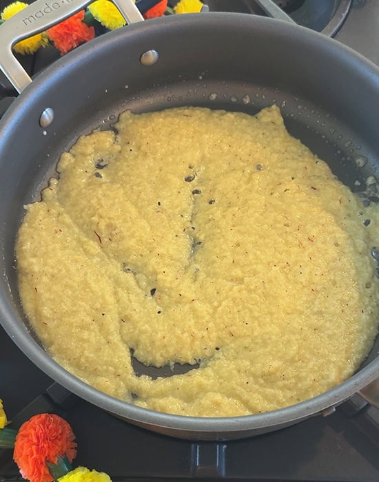 mawa melting in a pan