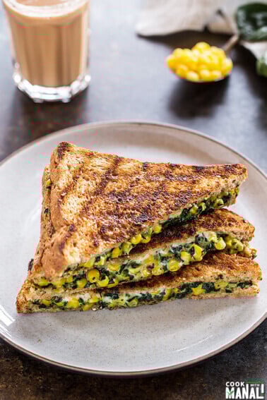 spinach corn sandwich